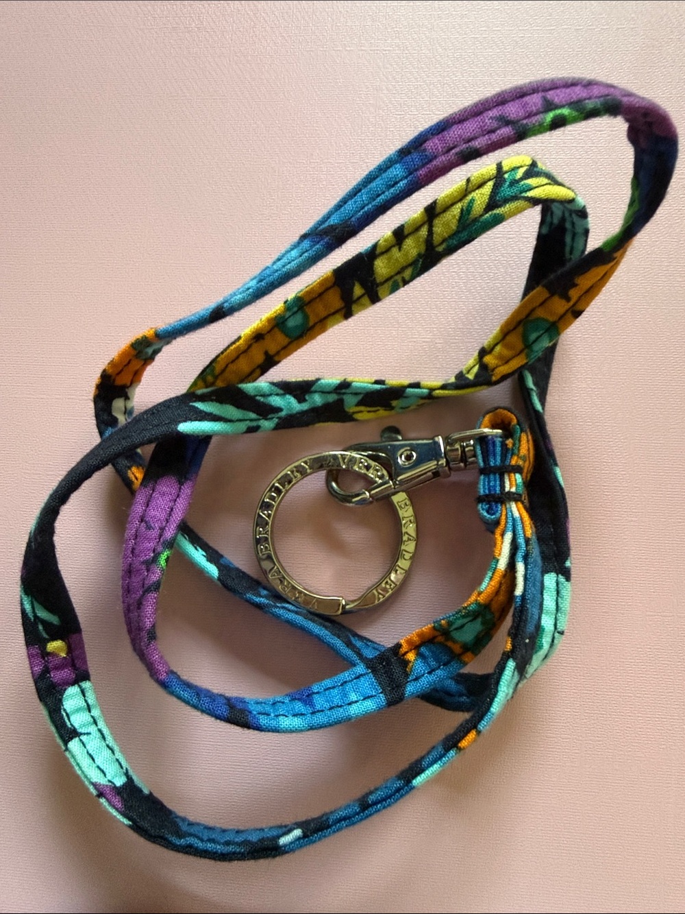 🖤Vera Bradley RETIRED Lanyard Keychain Purple, Blue, Yellow, Black Fabric NEW